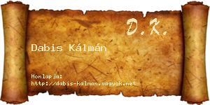 Dabis Kálmán névjegykártya